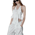 European and american style women's summer  new arrival: bow-tie strap irregular halter sleeveless tank top