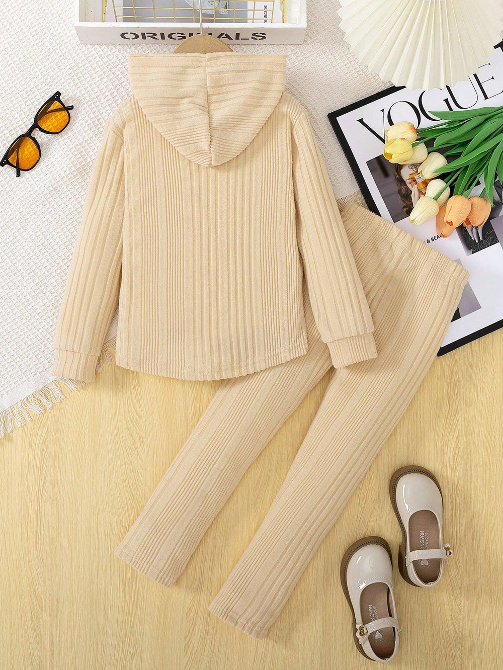 new product girl fashion style thickened brushed knitting hooded tops+casualpants pants suit