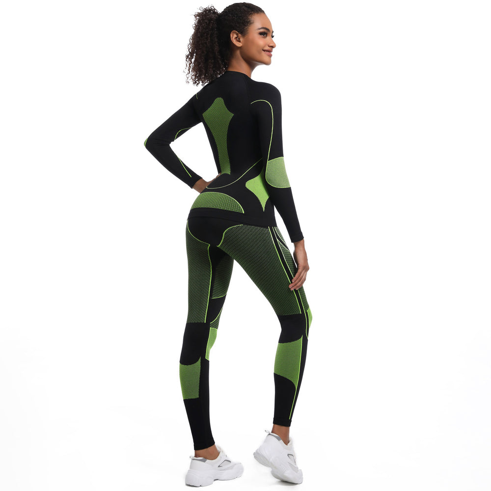 New women's seamless high-stretch long sleeve ski suit shapewear set for cross-border e-commerce: perfect for sports, running, cycling, and yoga