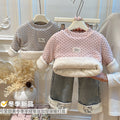 Fall and wintergirl trendy three-layer quilted thickened bottom coat baby girl k-stylelong sleevestopskids clothes kids clothes