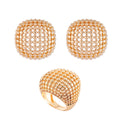 Wholesale retro ring sets, cross-border niche design geometric hollow jewelry, heavily crafted round bead metal stud earrings for women