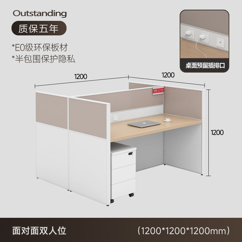 Staff office desk and chair set - minimalist modern office furniture, workstation computer desk, employee desk with partition