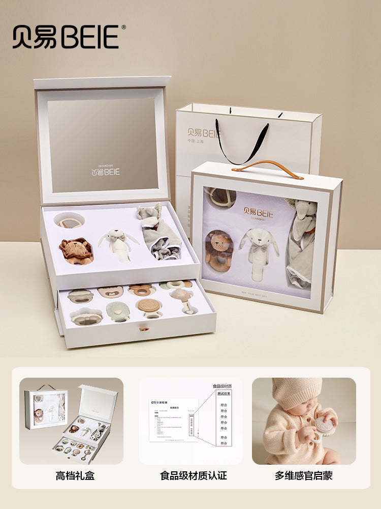 Beiyi baby hand rattle toy newborn toddler 0-6 months educational early education grasping training can bite tooth glue