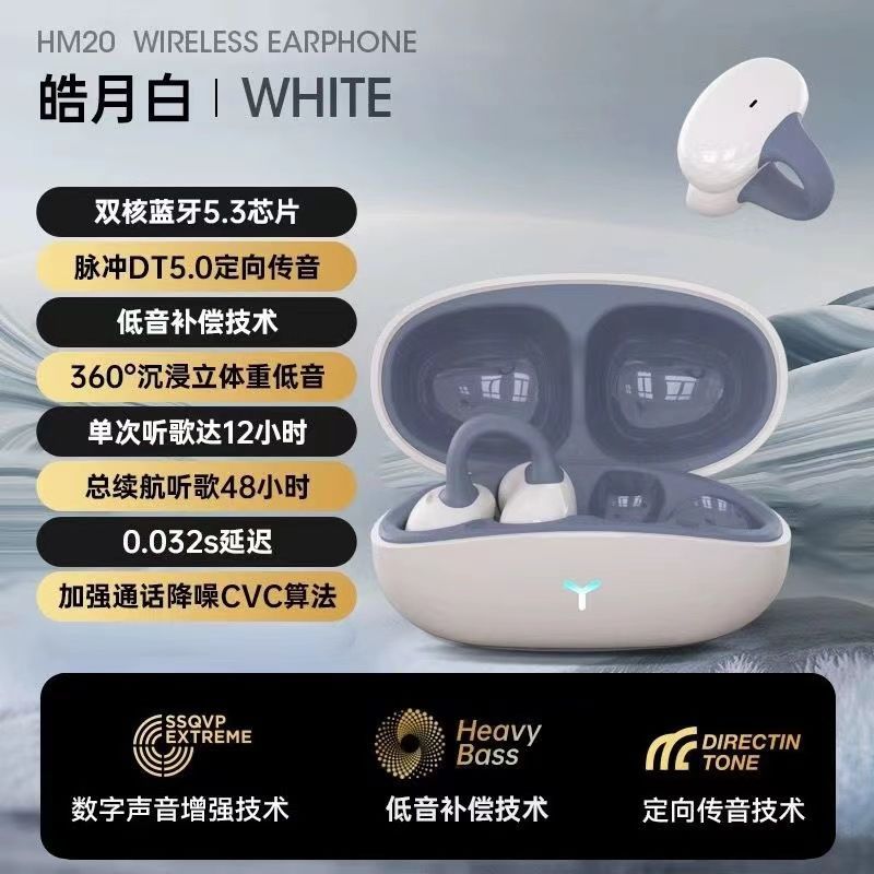 New clip-on wireless bluetooth earbuds: sports noise-canceling, high-fidelity audio, in-ear fit, long-lasting battery life for running