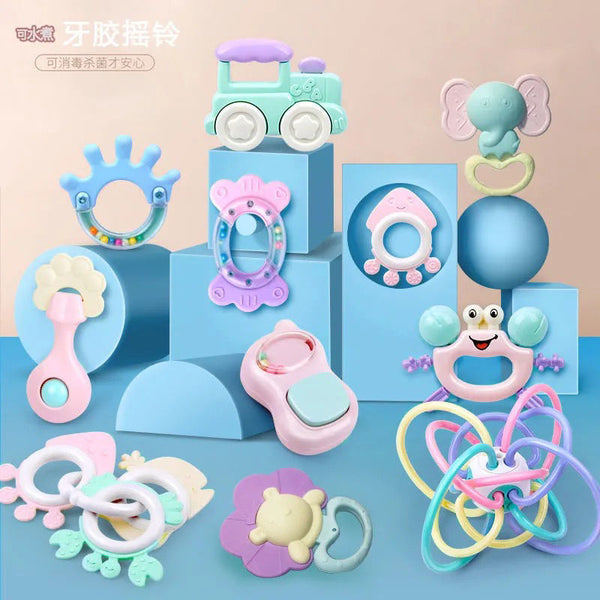 Baby children's toys, hand rattle 0-6 months, puzzle can bite hands and grab boys and girls, baby coaxing artifact, tooth grinding stick