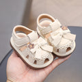 Baby girl's squeaky shoes, summer infant footwear, soft-soled first walking shoes, non-slip girls' princess shoes, leather shoes, 0-1 year old sandals