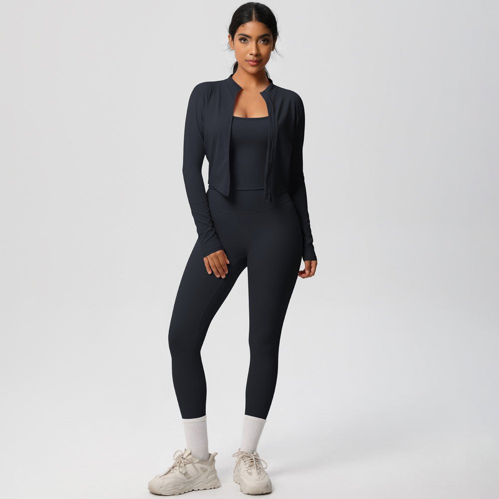 New cloud-like outdoor casual compression yoga set - quick-dry, high-waisted, slimming fitness activewear three-piece set