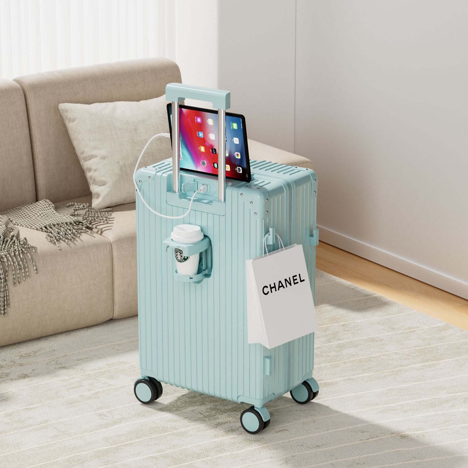 Retro suitcase 24 inch student universal wheel trolley case multi-functional travel password case boarding case travel bag