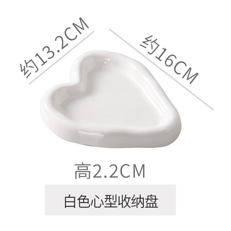 Instagram-worthy photo prop tray, heart-shaped personalized jewelry storage dish, electroplated glossy high-end jewelry display plate