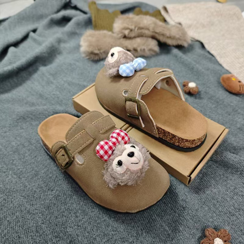 2025 fall/winter new collection: women's closed-toe mules - winter retro cute cartoon thick-soled birkenstock-style wholesale