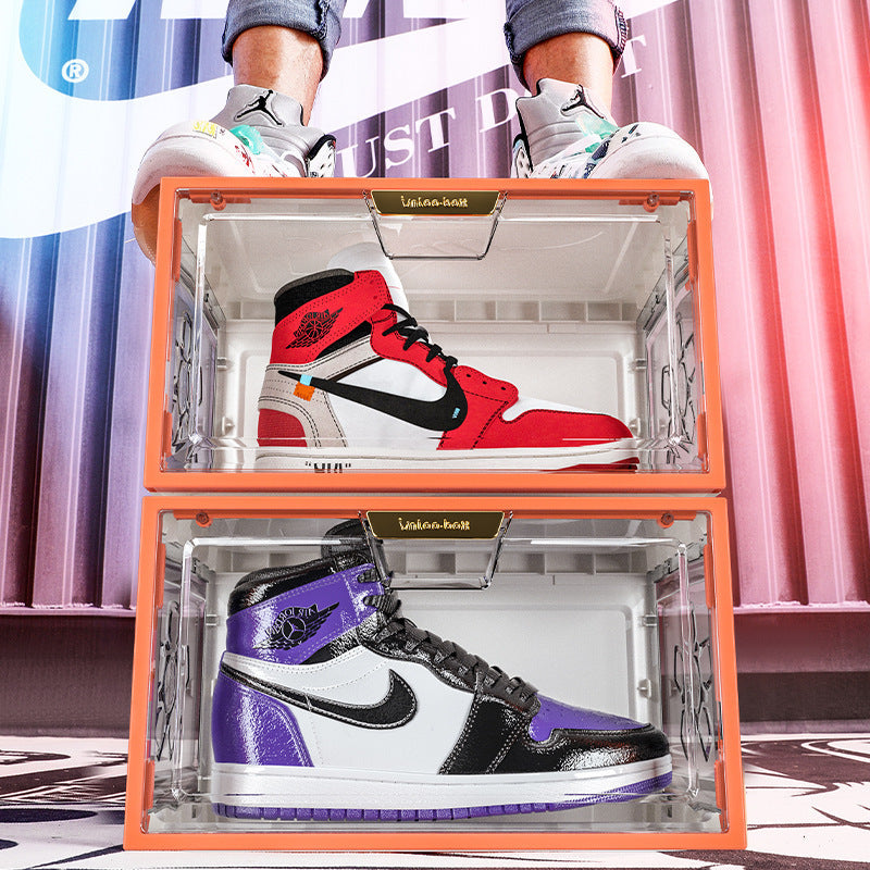 New transparent shoe box pp plastic dustproof and moisture-proof clamshell storage box drawer type can be stacked with a shoe cabinet for delivery.