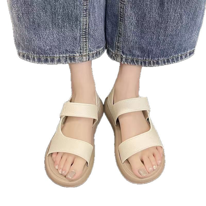 women's flat sandals, trendy and versatile, perfect for summer casual wear. non-slip, solid color, comfortable, lightweight, and available for wholesale