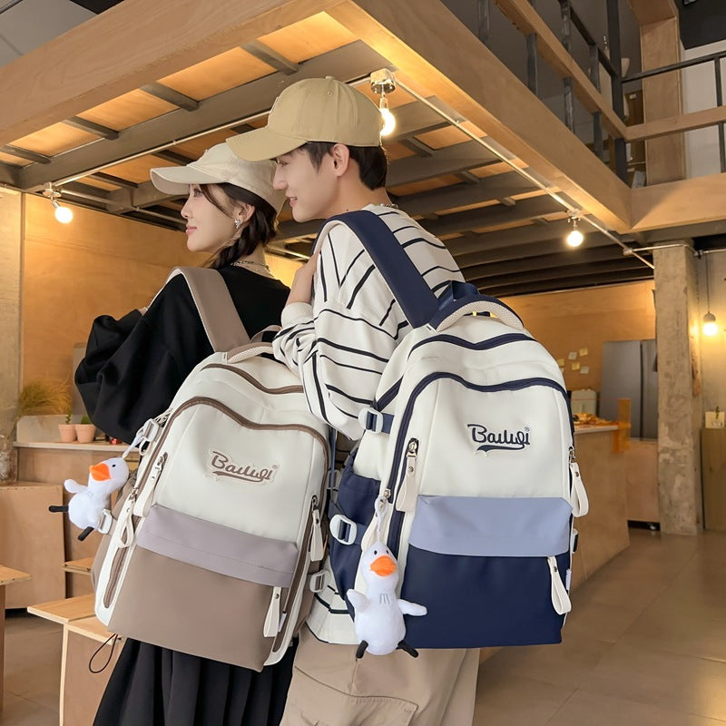 Men's college student backpack, junior high & high school student large capacity lightweight backpack, women's middle school backpack, breathable & weight-reducing backpack