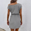 european and american  summer new arrival: gray printed elegant minimalist women's dress