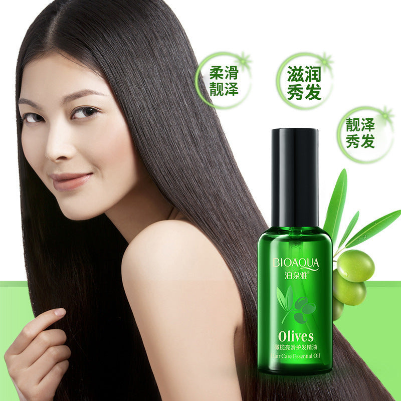Boquan Ya Olive Shiny and Smooth Hair Care Essential Oil Dyeing, Ironing, Straightening Conditioner Hair Tail Oil Dry Frizzy Forked Wholesale