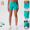 New arrival cross-border outdoor sports three-quarter pants yoga shorts elastic high waist fitness shorts tight sports shorts for women