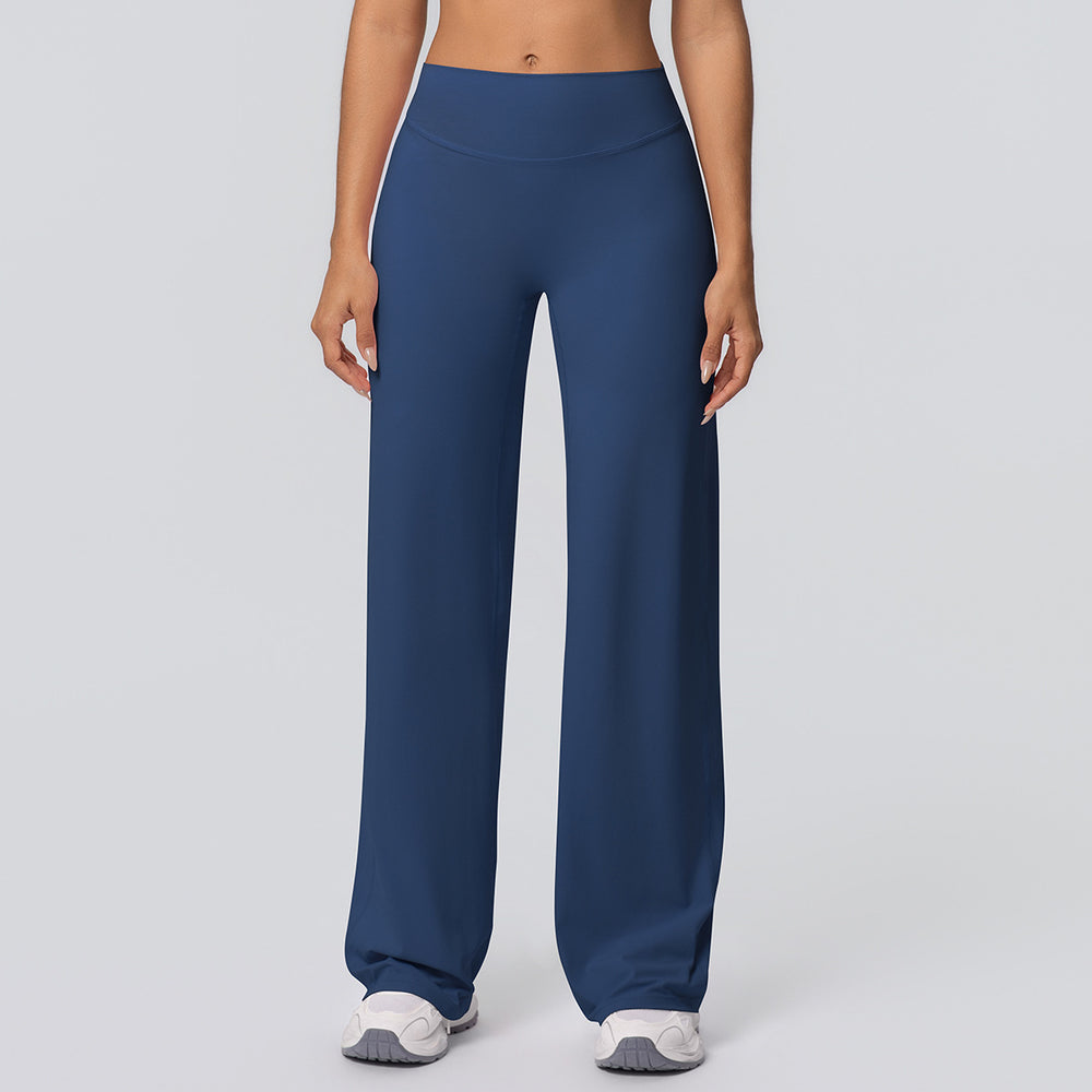 New arrival cross-border double-sided brushed pure colorhigh waistloose breathable yoga wide-leg pants running fitness yoga bell bottoms