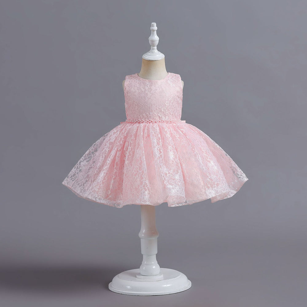 New arrival children's clothing kids dress lace bead chain princess dress baby girl first birthday dress girl dress