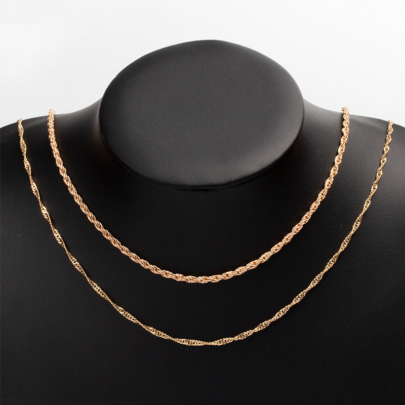 Sweater necklace wholesale european and american cross-border autumn and winter jewelry for women gold-plated thick lines socialite street style fashion stacked neck chain