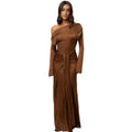 Amazon women's fashion: new autumn  collection - elegant off-the-shoulder ribbon dress, long sleeve slim-fit maxi dress