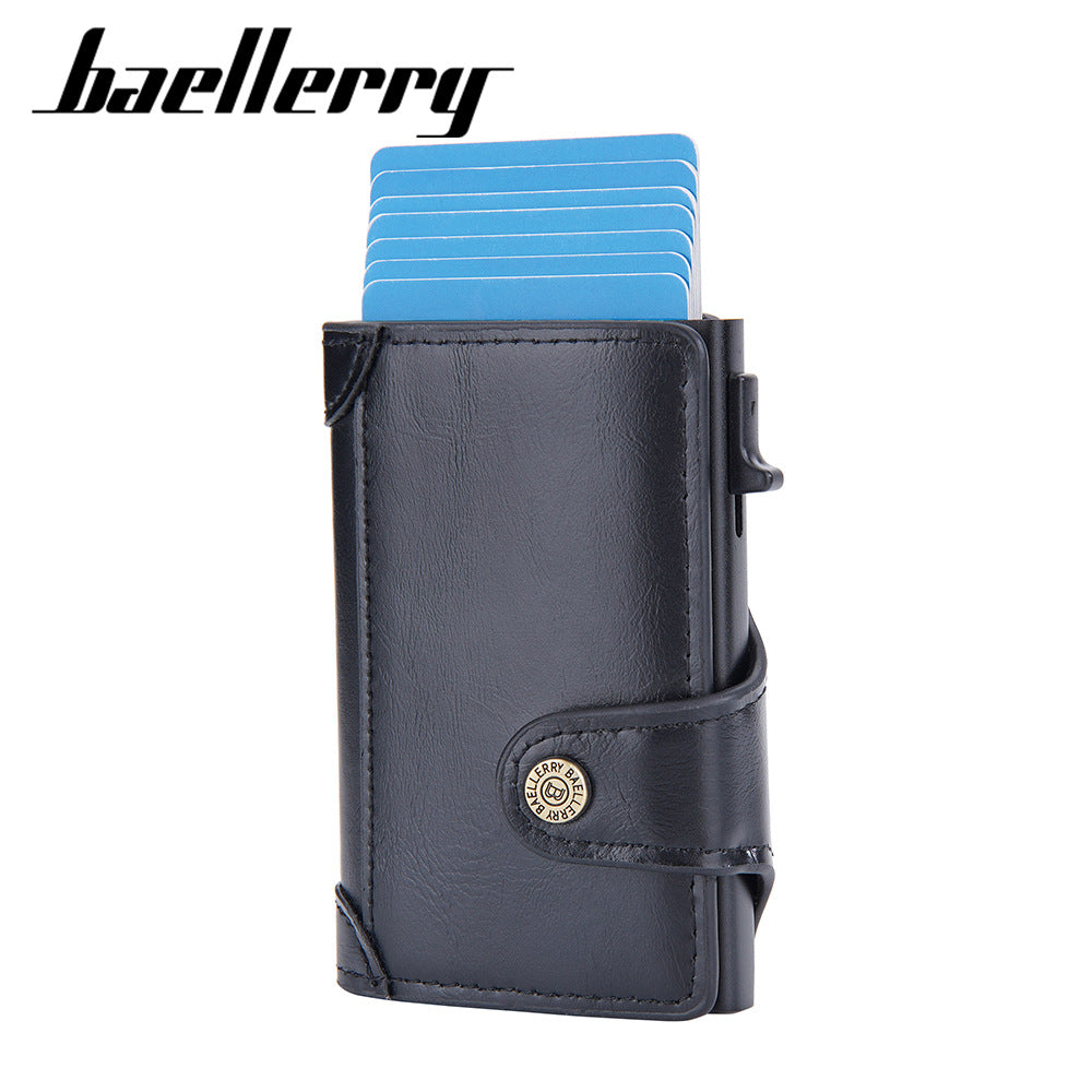 Baellerry's new men's card bag Cross-border RFID anti-magnetic side push card sleeve Aluminum box buckle card bag batch