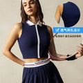 Wilsou style collared zip-up back breathable mesh tennis set - quick-dry skirt for sports & outdoor badminton