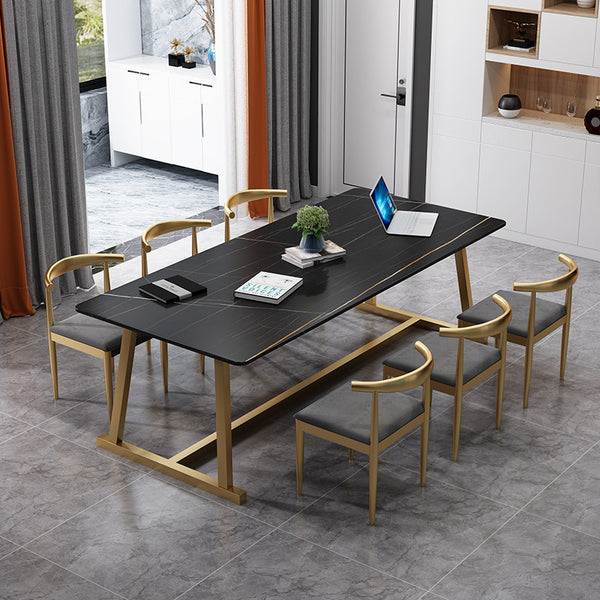 Nordic light luxury rock slab conference table desk long table small negotiation table chair workbench library long desk