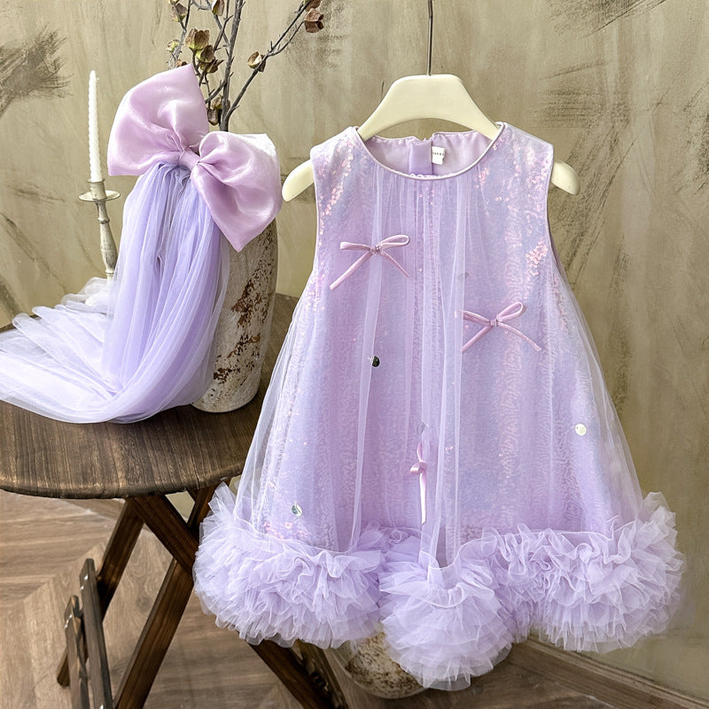 Girls' sleeveless summer dress -  new style, chic baby girl mesh princess dress, kids' summer skirt