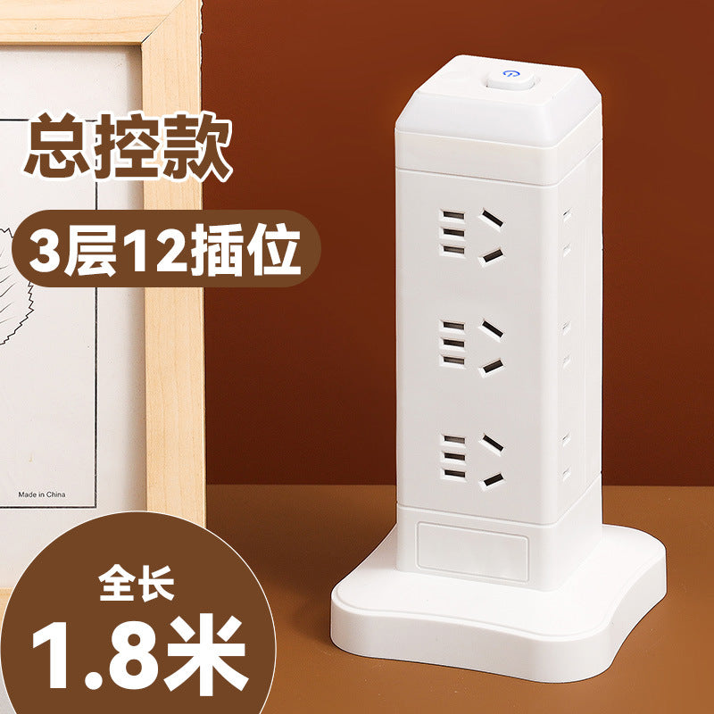 Authentic home & office vertical power strip - multi-outlet, pure copper, with usb ports - tower style