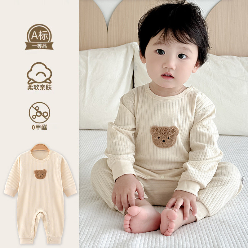 Newborn cotton romper - stylish autumn/winter outfit for baby boys and girls - long sleeve bodysuit for outdoor wear
