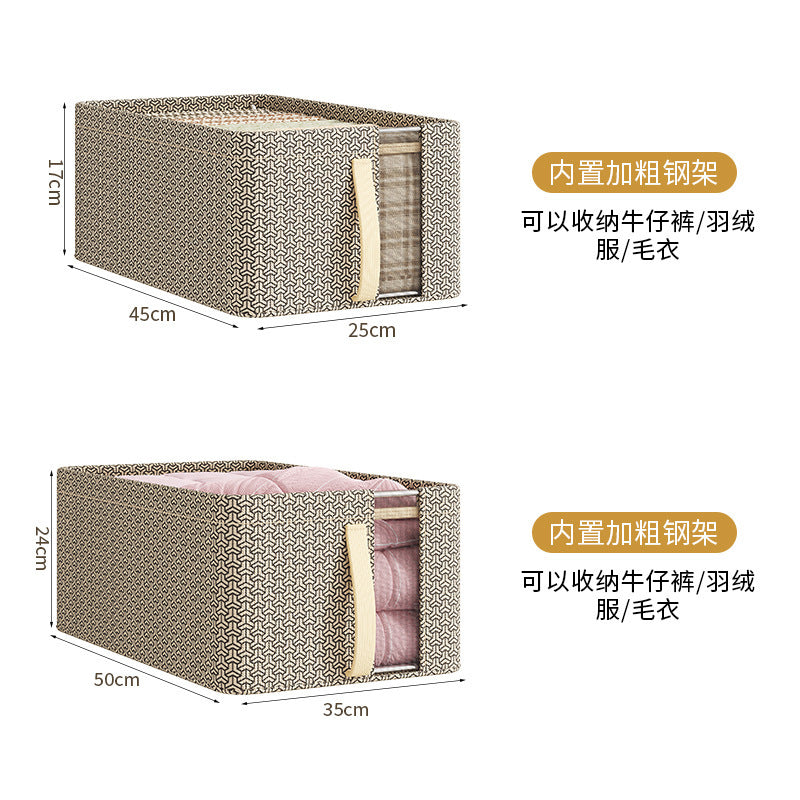 Oxford cloth mesh steel frame storage box visual desktop storage box household wardrobe clothes separation dormitory storage box