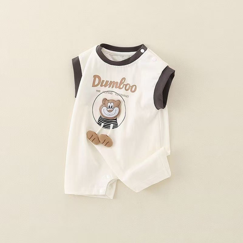 Handsome baby jumpsuit summer baby vest newborn sleeveless clothes thin summer clothes cartoon romper