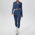 pure color brushed tight high-elastic breathable vest long three-piece set sports running fitness yoga suit