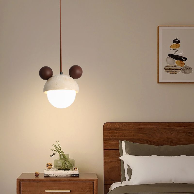 Yellow travertine chandelier children's room bedside chandelier cartoon Mickey wabi wind cream wind restaurant bar Internet celebrity chandelier