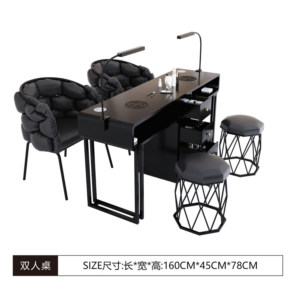 New arrival: extra-wide 45 turbine engraved grade vacuum marble & porcelain surface multifunctional minimalist nail table and chair set
