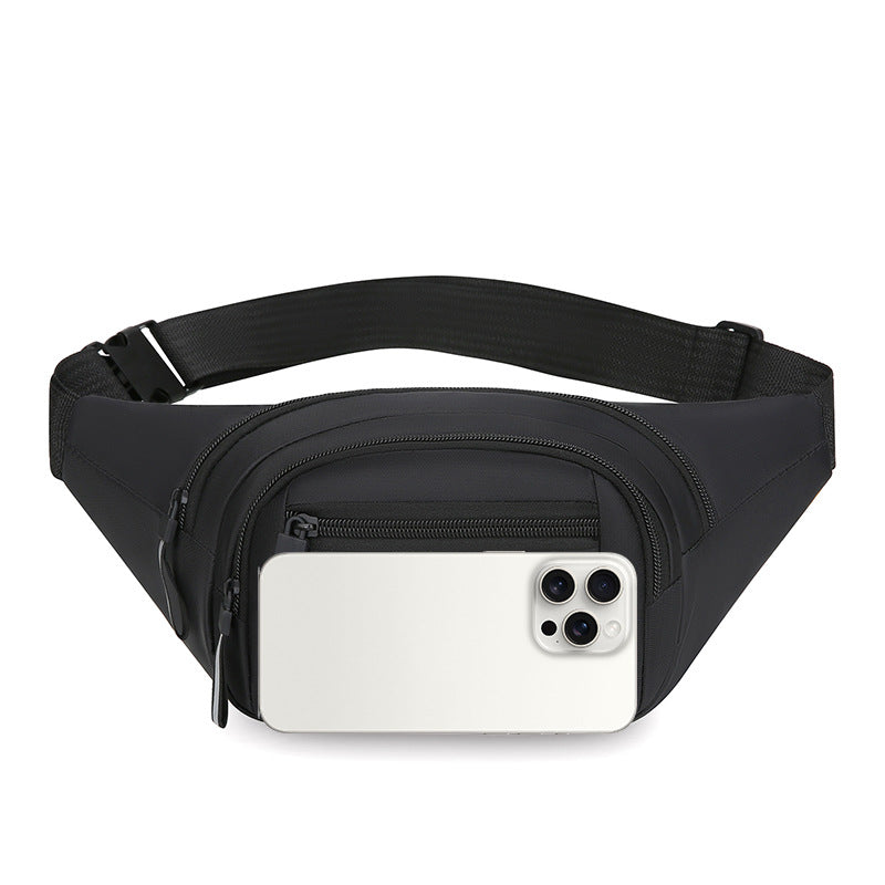 Fashion versatile men's sports fanny pack New outdoor leisure shoulder messenger bag Large capacity going out cycling breast bag