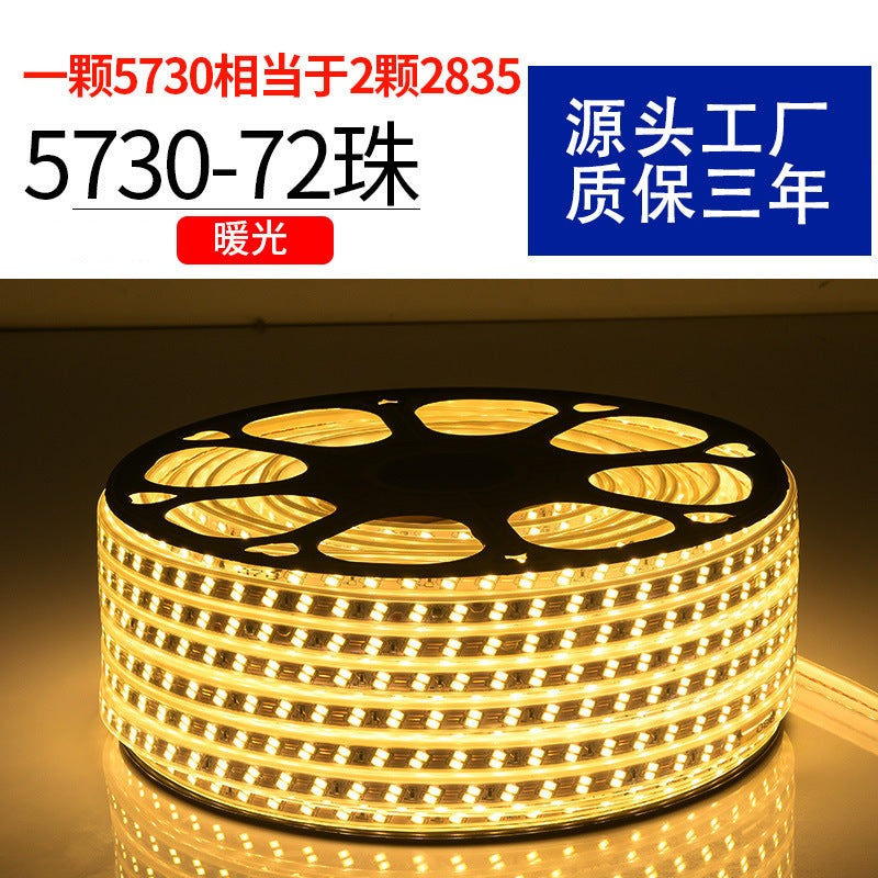 220v household outdoor waterproofled light strip super bright white light strip outdoor exterior wall construction site tunnel lighting