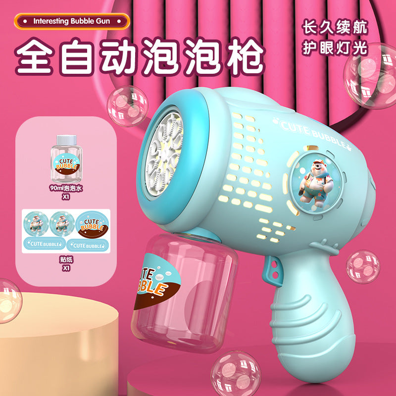 Fully automatic bear bubble machine douyin popular kids toys electric light bubble gun summer outdoor night market batch