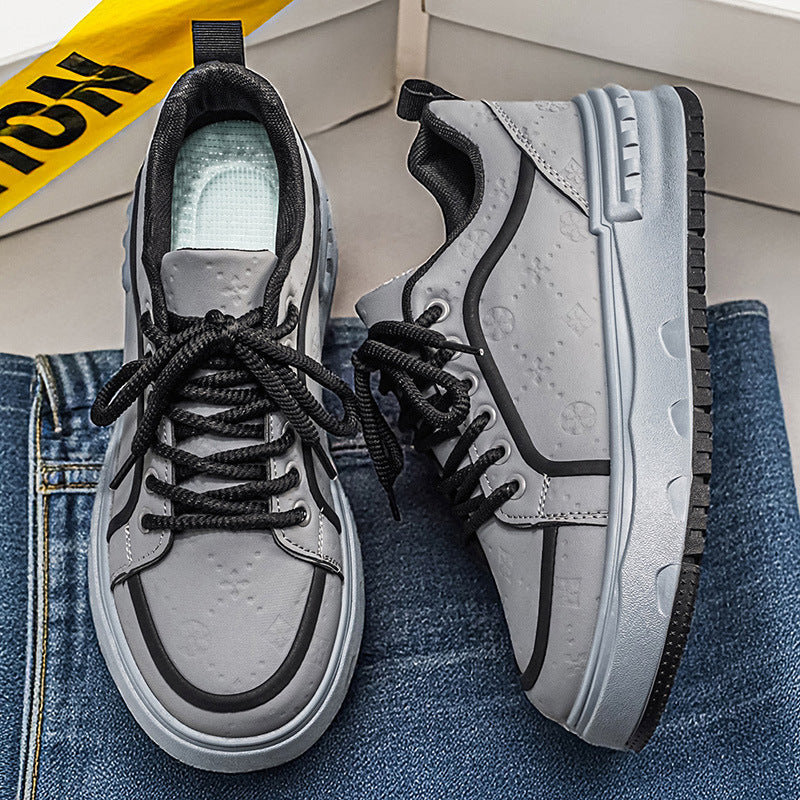 2026 spring new men's shoes: breathable, high-end, thick-soled, height-increasing white sneakers - youth sports & casual skate shoes for men