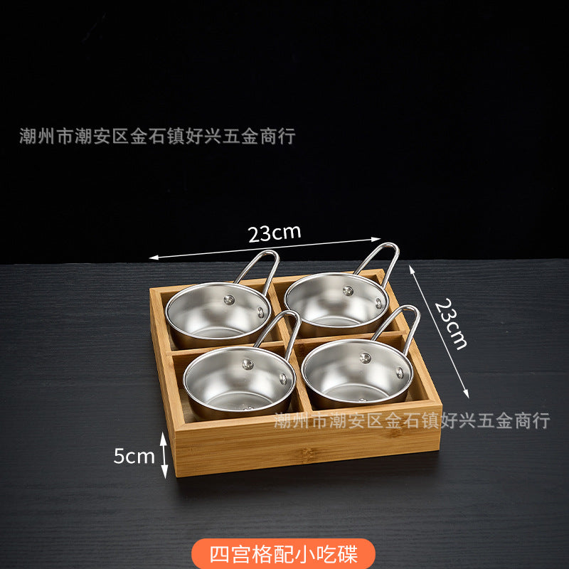 Creative nine-square grid tableware commercial hot pot restaurant barbecue restaurant beef vegetable platter bamboo tray divided grid dinner plate