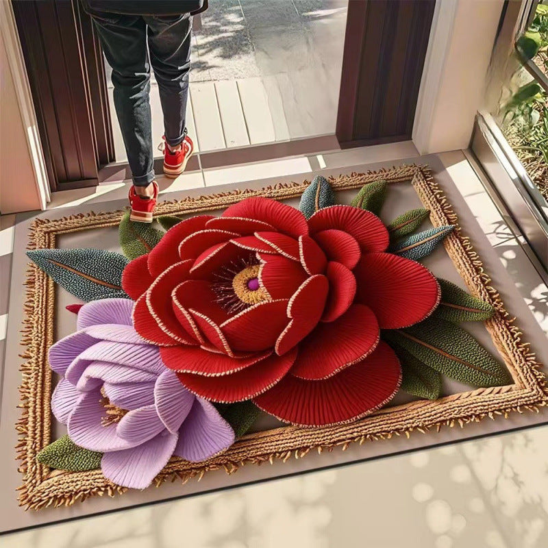 3d rose diatomite mat - absorbent, quick-drying, non-slip floor mat for bathroom, toilet, entrance, and doorways