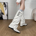 Petites heightened knight boots women's boots winter wedge suede pointed toe long boots khaki color pile boots