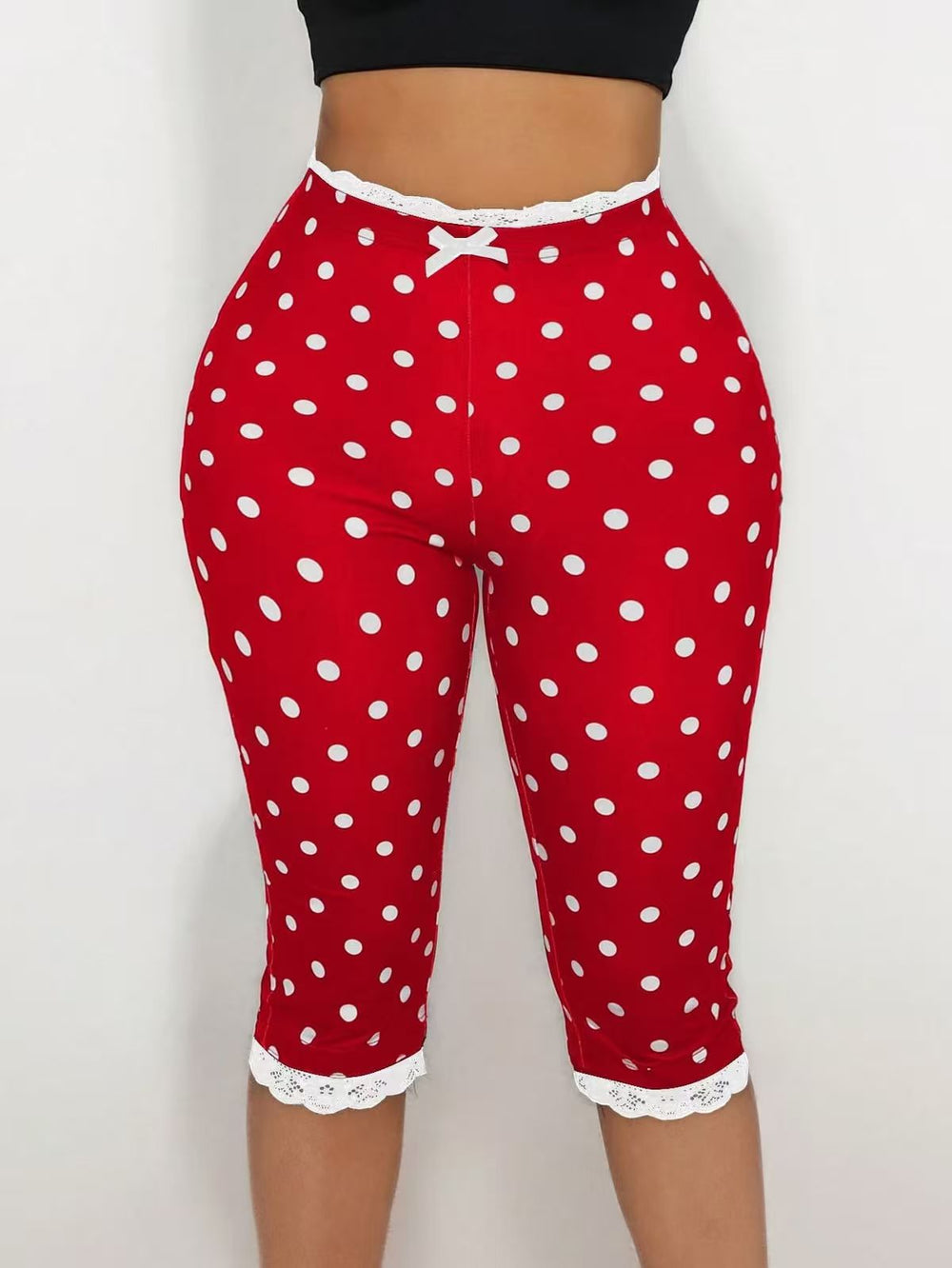 cross-border best selling pants, seven-point pants, multi-color women's high waist silmlacepatchworkcasual pants