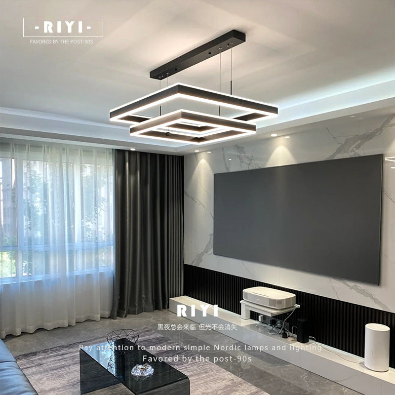 Full spectrum living room chandelier square light luxury post-modern simple atmosphere hall dining room bedroom creative intelligent lighting