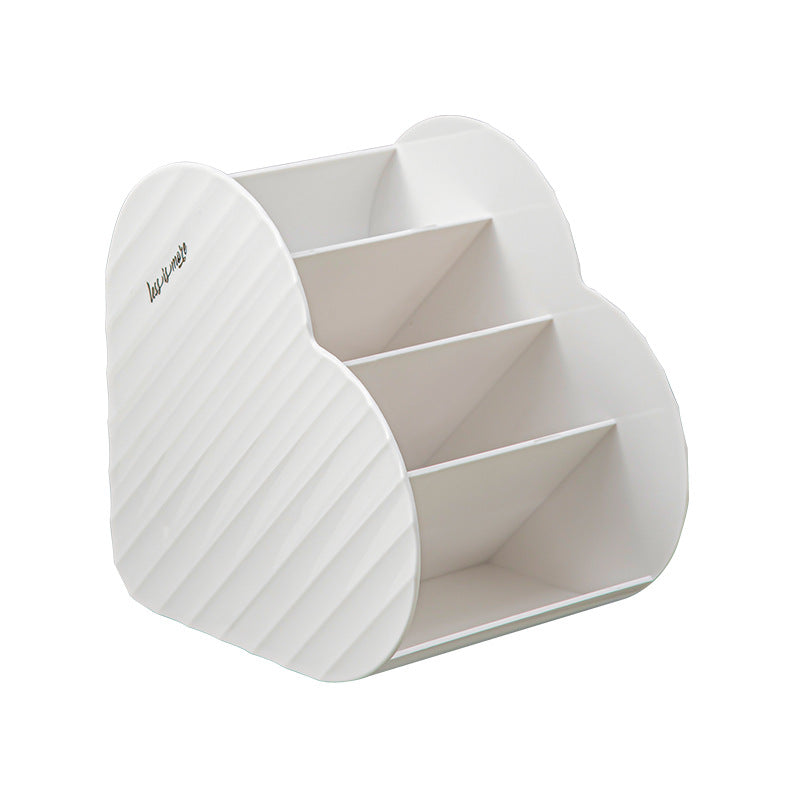 Love pen holder storage box, multi-functional makeup brush, lipstick, eyebrow pencil, grid rack, cosmetic storage cylinder, desktop.