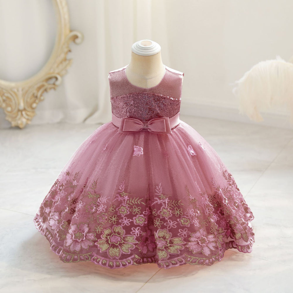 European and american style children's formal dress - peach blossom princess dress for baby girls - first birthday dress - baby dress