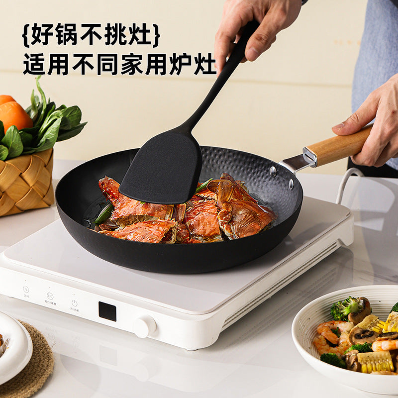 2-Piece set, pan household uncoated iron frying pan iron pan wok omelette artifact steak frying pan pancake pan