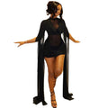 European and american cross-border women's fashion:  spring new arrivals - sexy and elegant mesh see-through solid color ruched mini dress