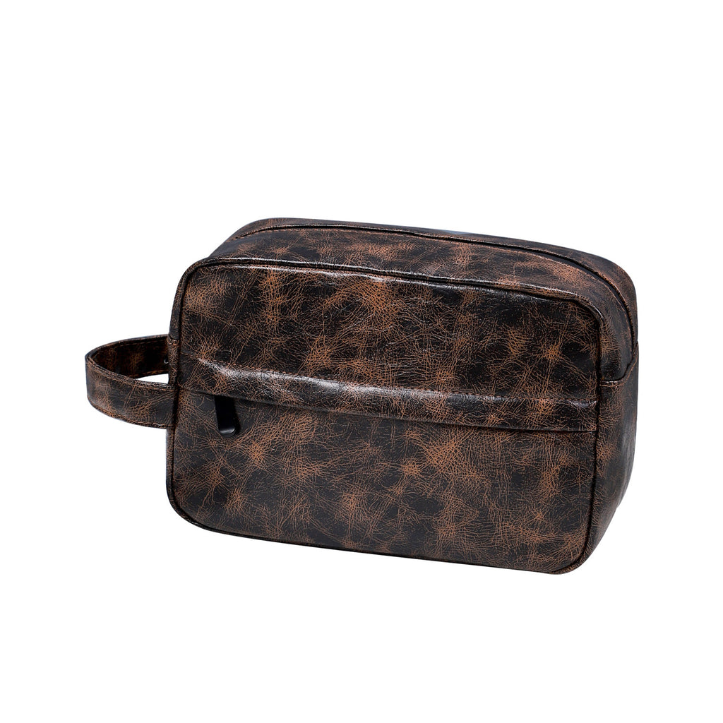 Yinke Light Luxury Portable Wash Bag Oil Wax PU Leather Business Travel Bag Men's toiletries Skin care product storage bag