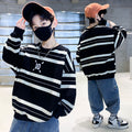 Boys' sweatshirt spring & fall  new kids' spring clothes trendy brand street style striped t-shirt, stylish and cool for older boys